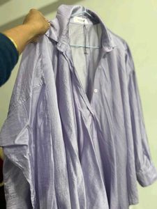 Oversized Lavender Button-Down Shirt