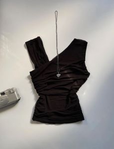 Chic Black Ruched One-Shoulder Top