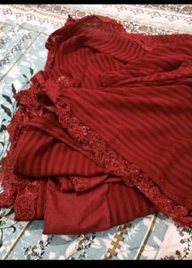 Elegant Red Embroidered Saree