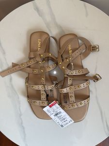 Stylish Studded Beige Flat Sandals