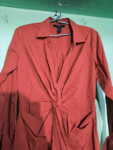 Orange Shirt Dress ( New )