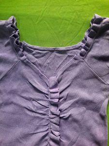 Lavender Puff Sleeve Crop Top