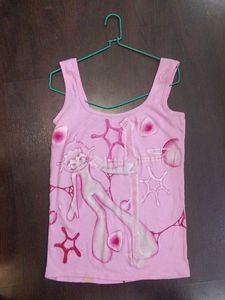 y2k Pink Graphic Tank Top hand painted