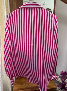 Chic Pink &amp; White Striped Button-Up Shirt