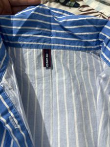 Blue Striped Button-Up Shirt