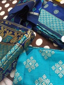 Blue Brocade Lehenga Choli Set