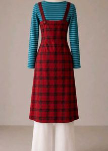 Cherry Plaid Layered Dress Set