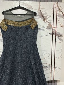 Heavy Golden Blue Embellished Ethnic Gown