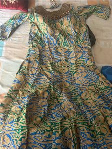 Elegant Beaded Neckline Anarkali Dress
