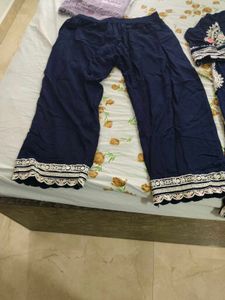Navy Blue Embroidered Palazzo with kurta