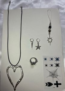 Gothic Heart Necklace & Charm Set