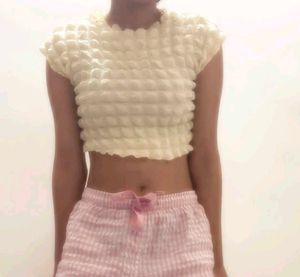 Sunny Yellow Textured Crop Top