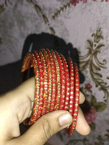 Elegant Red and Gold Bangles Set 10 pcs ❤️