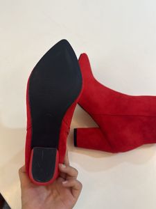 Red Suede Ankle Boots