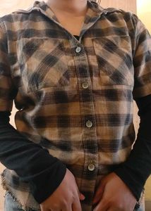 Brown Plaid Flannel Shirt