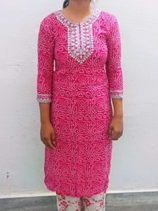 Pink Embroidered Kurta Set