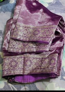 Designer Purple Saree with Orange Blouse