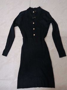 Black Knit Midi Dress
