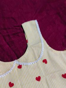 Cute Yellow Heart Print Blouse