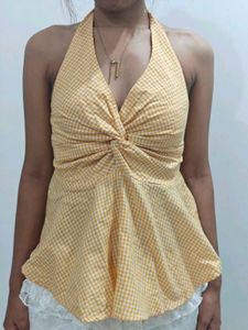 Yellow trending Halter Neck Top