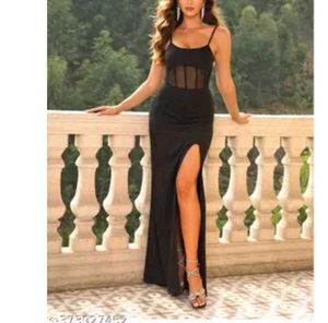 Elegant Black Maxi Dress with Thigh-High Slit