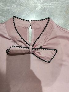 Chic Pink Satin Bow Top