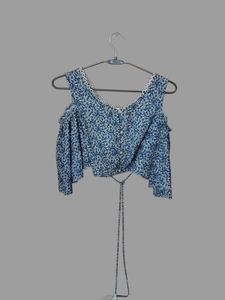 Boho Floral Cold Shoulder Top with bra pads