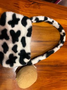 Fuzzy Cow Print Shoulder Bag