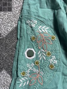 Embroidered Teal Kurta Set