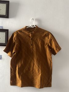 Men's Brown Striped Kurta