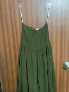 Olive Green Strapless Maxi Dress
