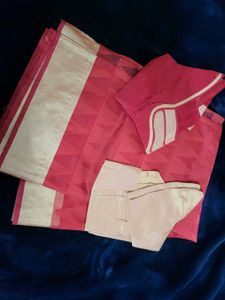 Elegant Red Saree with Gold Border