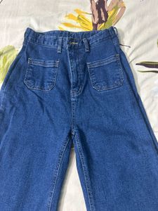 Classic Blue Denim Wide Leg Jeans