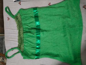 Green Lace Trim Cami Top