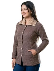 Cozy Faux Fur Collar Knit Cardigan