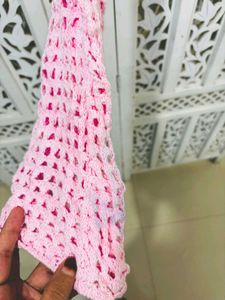 🌸 Imported Pink Cropped Crochet Sweater D