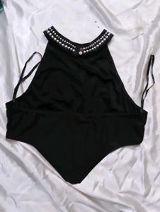 Sparkly Black Halter Top