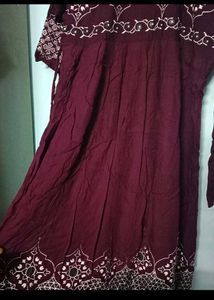Maroon Embroidered Maxi Dress