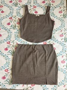 Houndstooth Crop Top &amp; Skirt Set