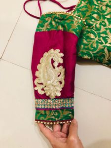 stich Green &amp; Gold Embroidered Kurta set