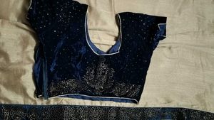 Elegant Beige &amp; Blue Embellished Saree