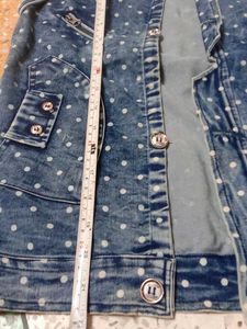 Denim Polka Dot Sleeveless Jacket