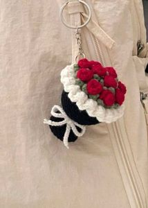 Crocheted Rose Bouquet Keychain