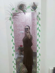 Brown Ribbed Knit Dress