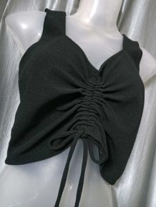 🖤Ruched tie-up crop top