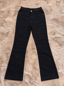 High Waisted Black Flare Jeans