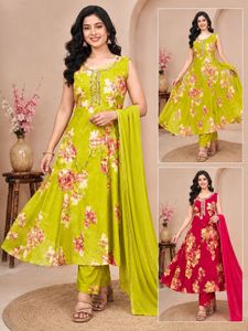 Vibrant Floral Print anarkali Set