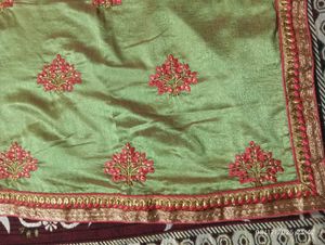 Green Embroidered Saree Blouse