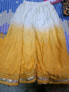 Party Wear Double Shade Yellow Sharara Suit In L