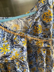 Blue Floral Kurta with sharara set